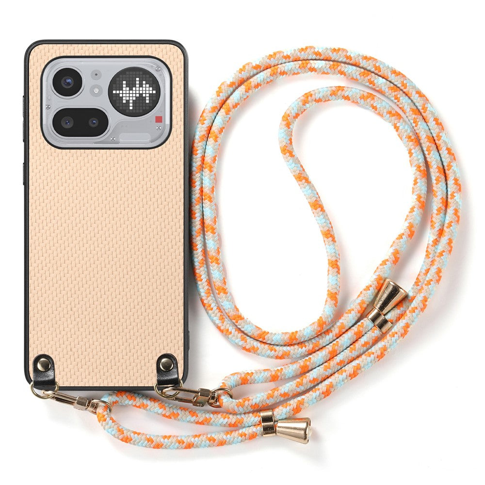 For Nothing Phone (4a) Pro Case Carbon Fiber Texture Hybrid Phone Back Cover with Adjustable Strap