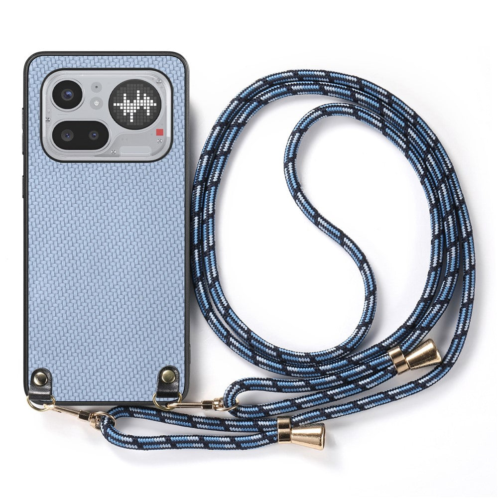 For Nothing Phone (4a) Pro Case Carbon Fiber Texture Hybrid Phone Back Cover with Adjustable Strap