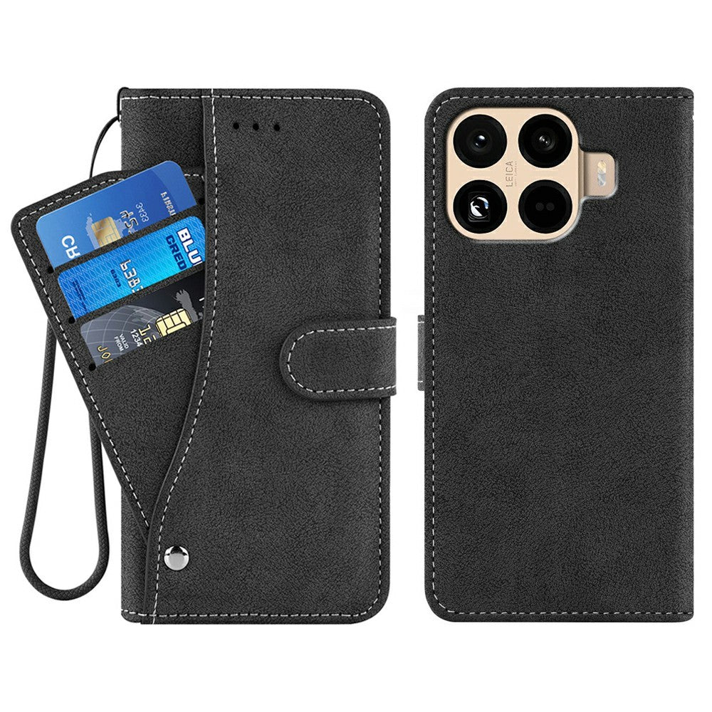 Xiaomi 17T Pro-cover, retro-pungcover i PU-læder med roterende kortholder