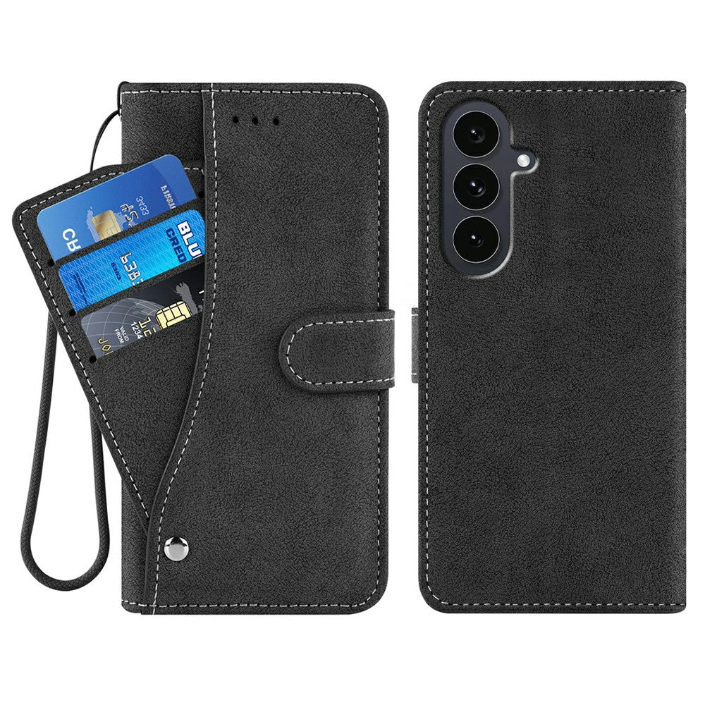 For Samsung Galaxy S26 FE Case Retro PU Leather Wallet Phone Cover with Rotating Card Slots Holder