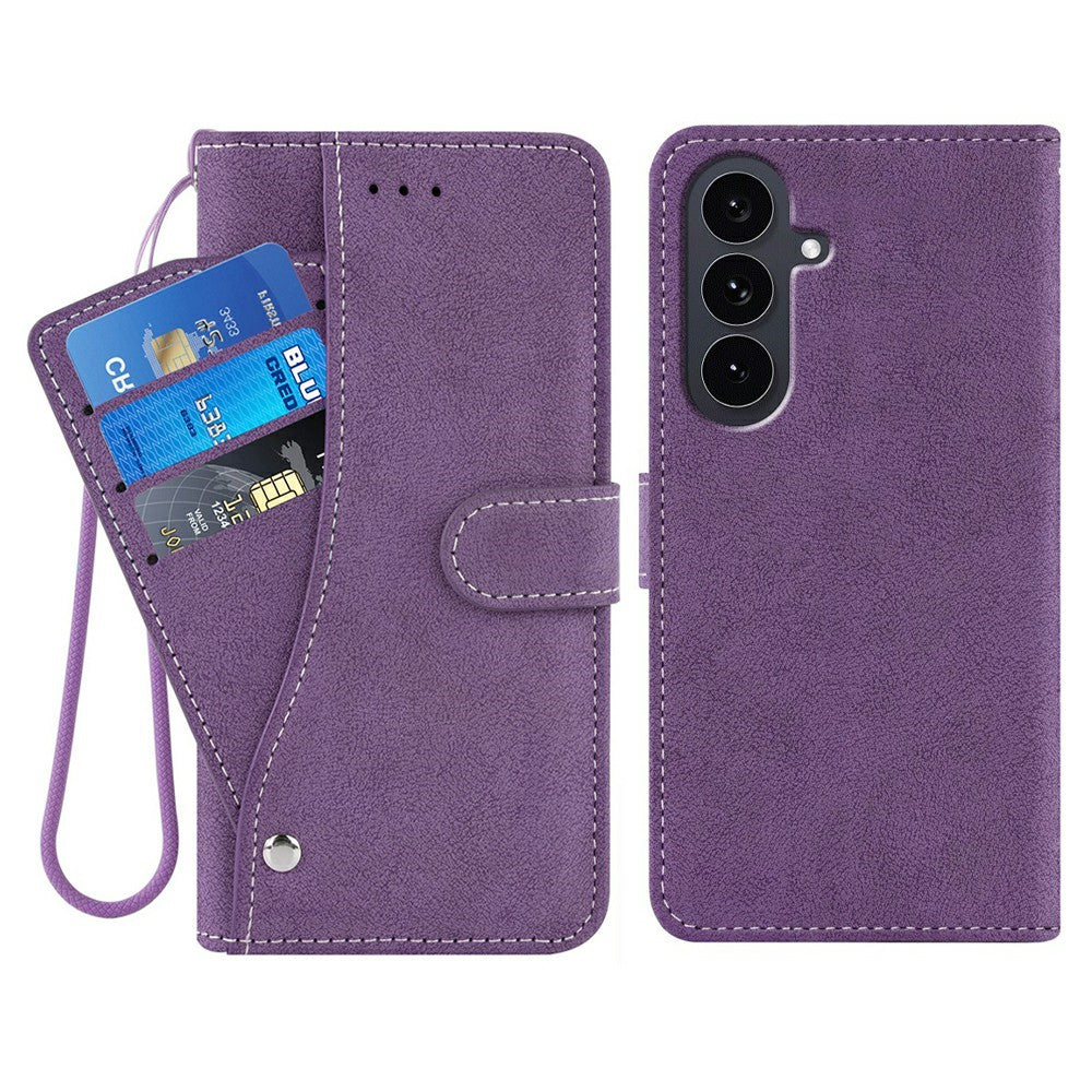 For Samsung Galaxy S26 FE Case Retro PU Leather Wallet Phone Cover with Rotating Card Slots Holder