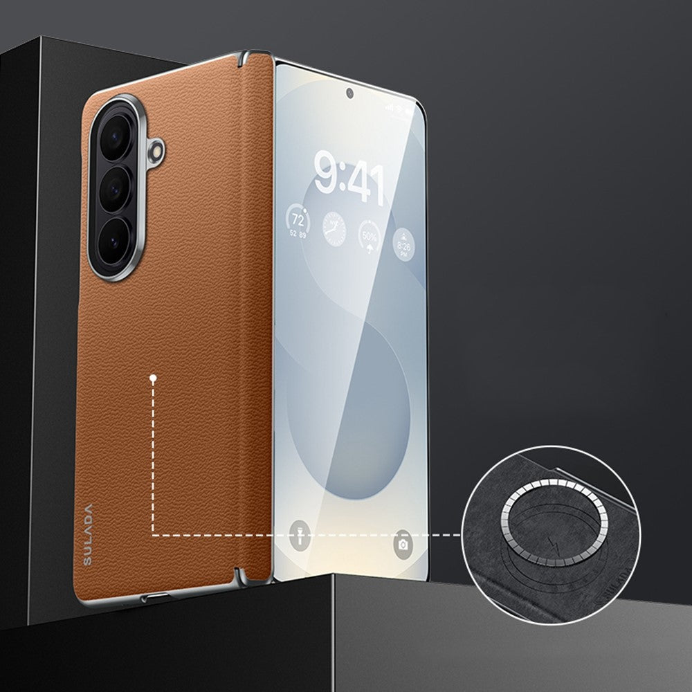 SULADA For Samsung Galaxy Z Fold8 Ultra Case Genuine Cow Leather Frameless Phone Back Cover