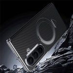 SULADA For Samsung	Galaxy Z Fold8 Ultra Magnetic Case Kickstand PU + PC Phone Cover Carbon Fiber Texture