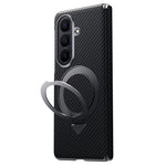 SULADA For Samsung	Galaxy Z Fold8 Ultra Magnetic Case Kickstand PU + PC Phone Cover Carbon Fiber Texture