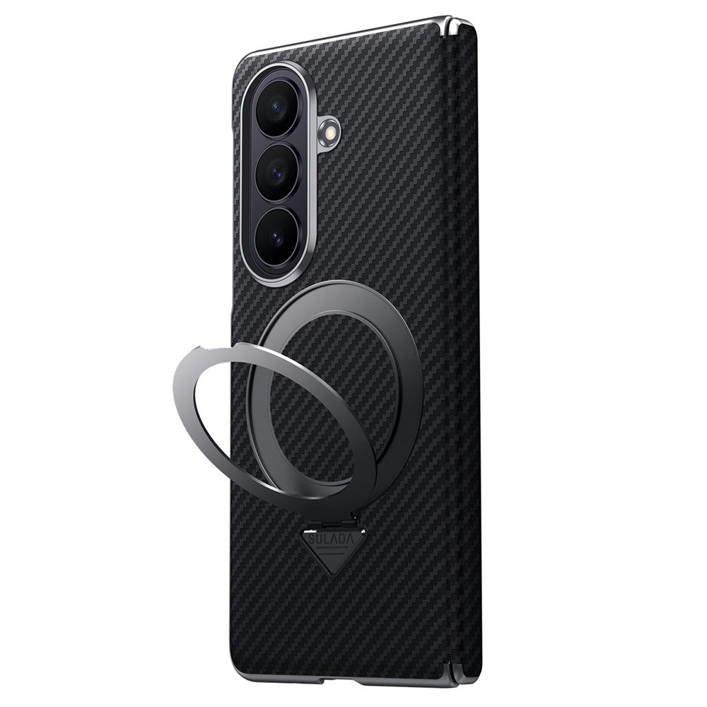 SULADA For Samsung	Galaxy Z Fold8 Ultra Magnetic Case Kickstand PU + PC Phone Cover Carbon Fiber Texture