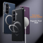 SULADA For Samsung	Galaxy Z Fold8 Ultra Magnetic Case Kickstand PU + PC Phone Cover Carbon Fiber Texture