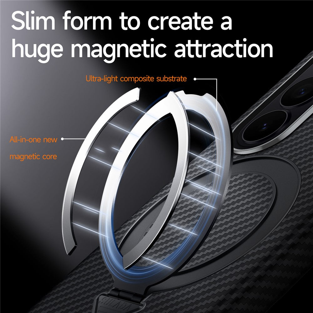 SULADA For Samsung	Galaxy Z Fold8 Ultra Magnetic Case Kickstand PU + PC Phone Cover Carbon Fiber Texture