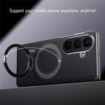 SULADA For Samsung	Galaxy Z Fold8 Ultra Magnetic Case Kickstand PU + PC Phone Cover Carbon Fiber Texture