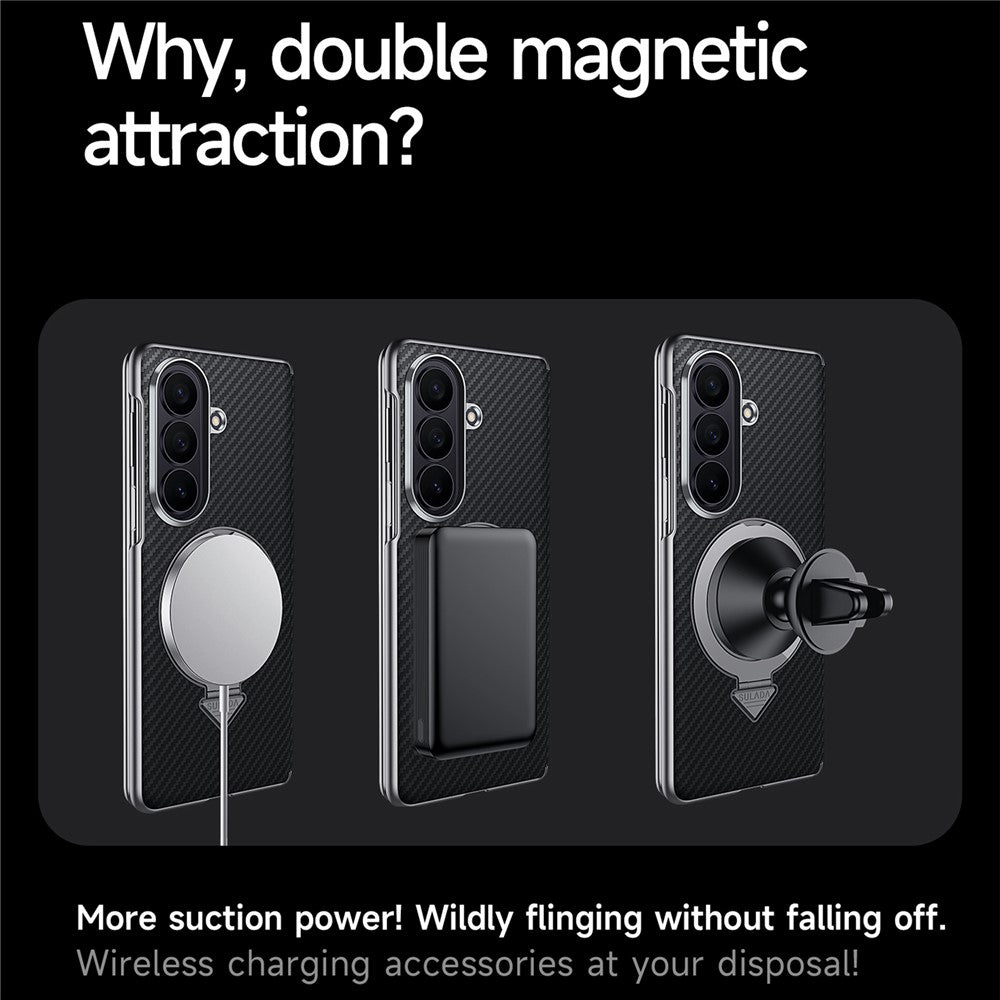 SULADA For Samsung	Galaxy Z Fold8 Ultra Magnetic Case Kickstand PU + PC Phone Cover Carbon Fiber Texture