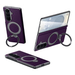 SULADA For Samsung	Galaxy Z Fold8 Ultra Magnetic Case Kickstand PU + PC Phone Cover Carbon Fiber Texture