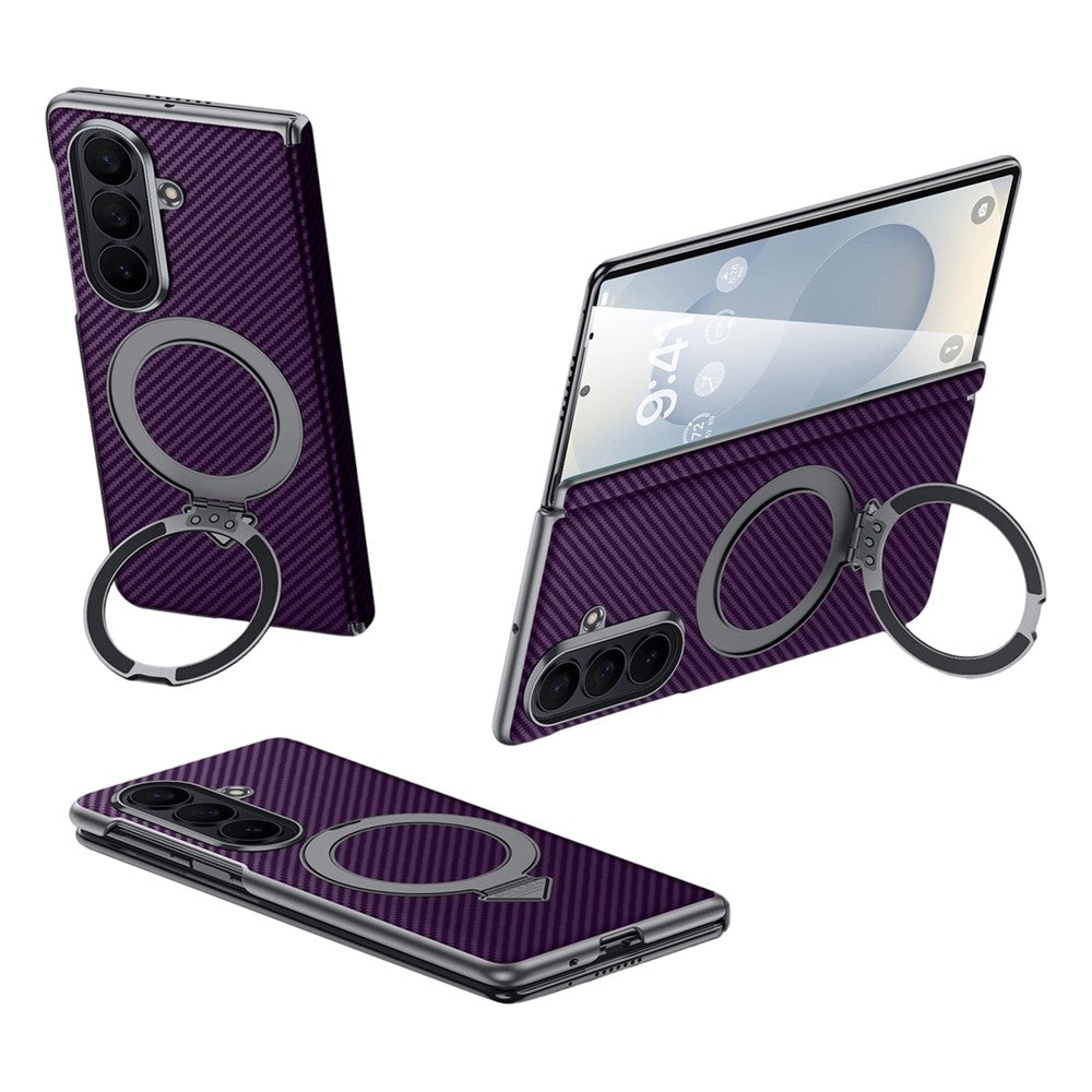 SULADA For Samsung	Galaxy Z Fold8 Ultra Magnetic Case Kickstand PU + PC Phone Cover Carbon Fiber Texture