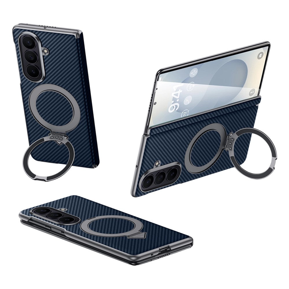 SULADA For Samsung	Galaxy Z Fold8 Ultra Magnetic Case Kickstand PU + PC Phone Cover Carbon Fiber Texture