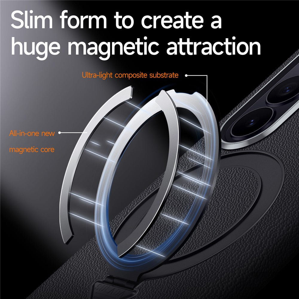 Til Samsung Galaxy Z Fold7 5G Magnetisk Etui Ægte Koskind + PC Støtteben Telefoncover
