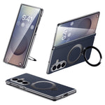 Til Samsung Galaxy Z Fold7 5G Magnetisk Etui Ægte Koskind + PC Støtteben Telefoncover