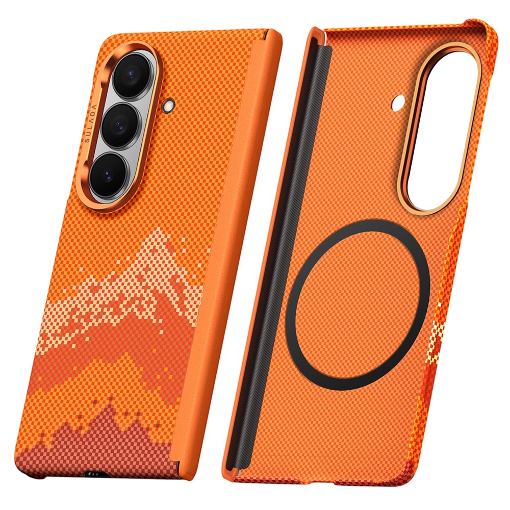SULADA for Samsung Galaxy Z Fold7 5G Magnetic Case Golden Mountain Pattern Skin-Feel Hard PC Slim Phone Cover