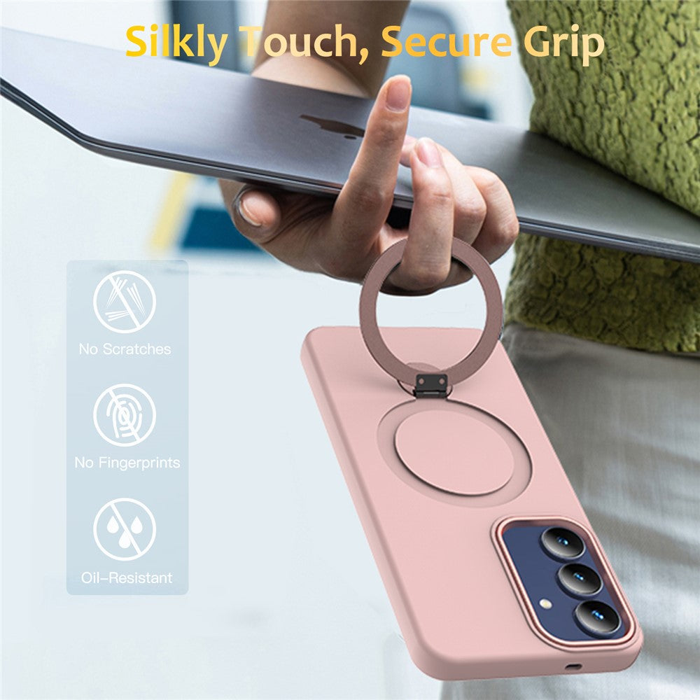 For Samsung Galaxy S26 FE Magnetic Case Rotating Ring Kickstand TPU + PC Back Cover