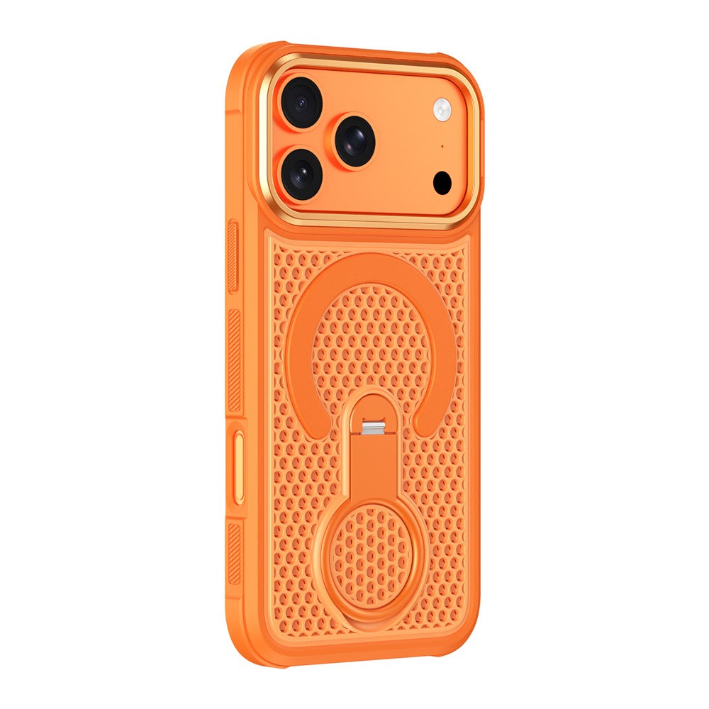 Til iPhone 18 Pro Max / 17 Pro Max magnetisk cover med 360° roterende ringstativ, varmeafledende bikube PC TPU cover kompatibel med MagSafe