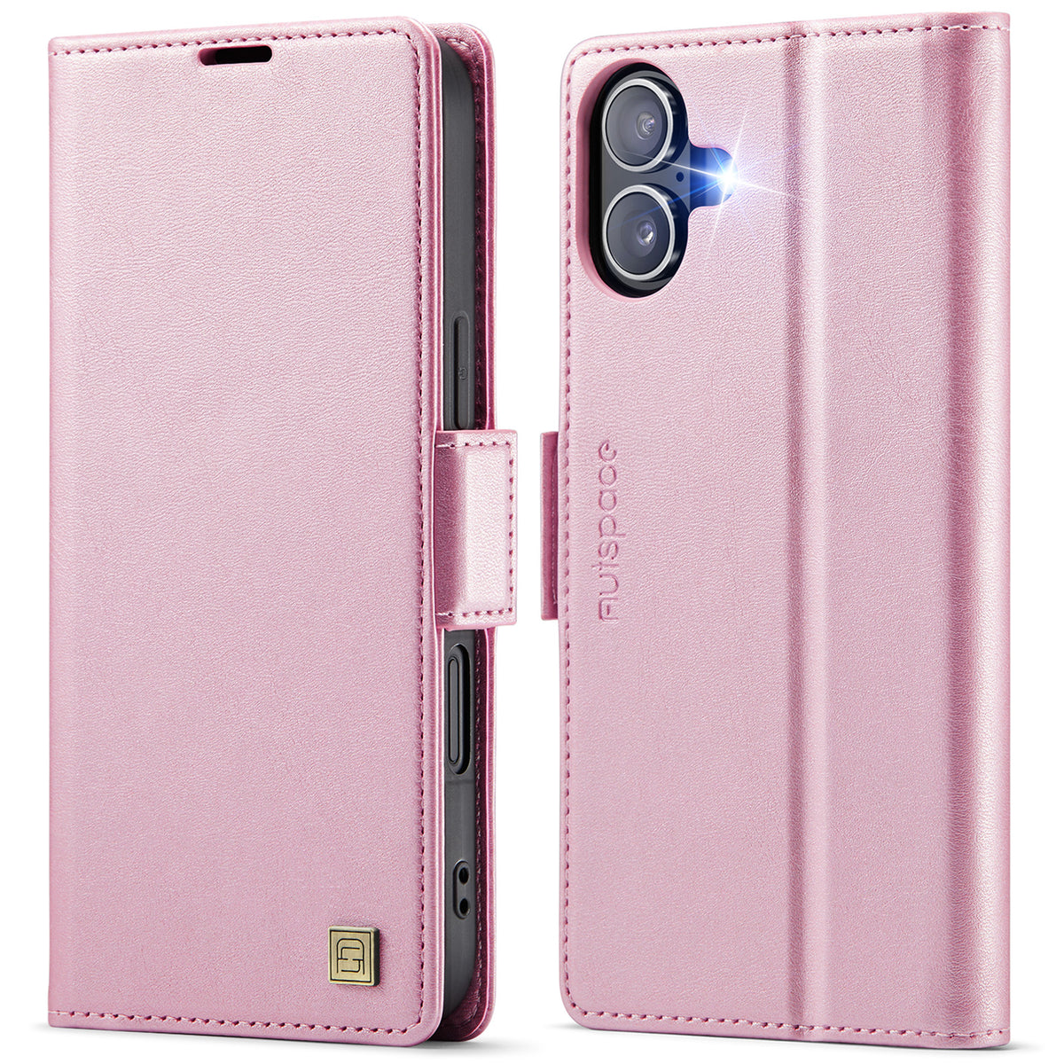 AUTSPACE for iPhone 17 Case A11 RFID Blocking Retro Leather Cell Phone Wallet Cover