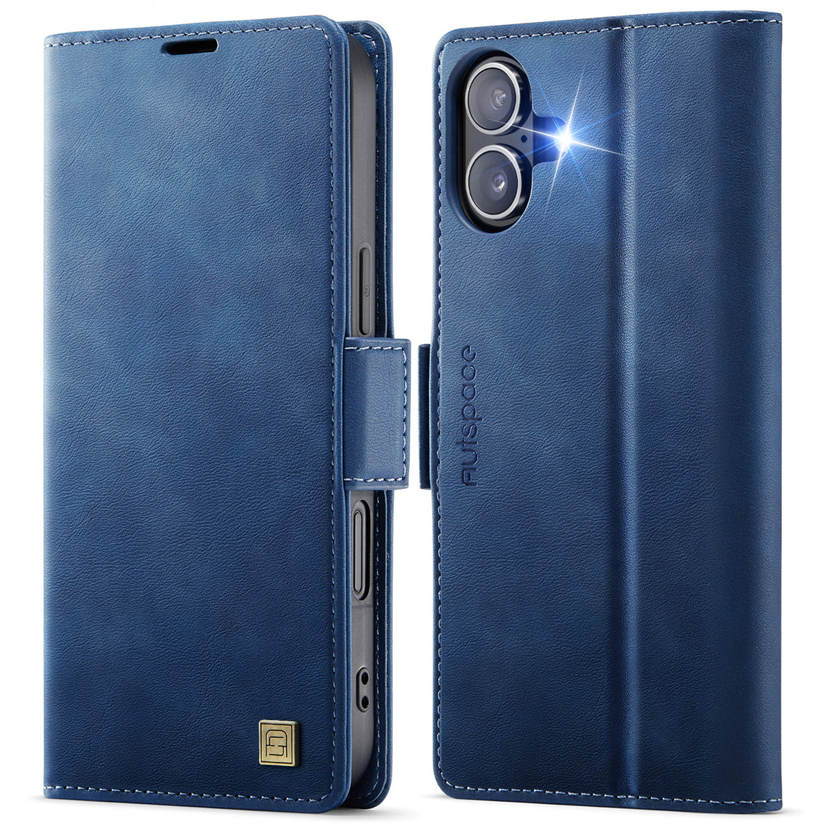 AUTSPACE for iPhone 17 Case A11 RFID Blocking Retro Leather Cell Phone Wallet Cover
