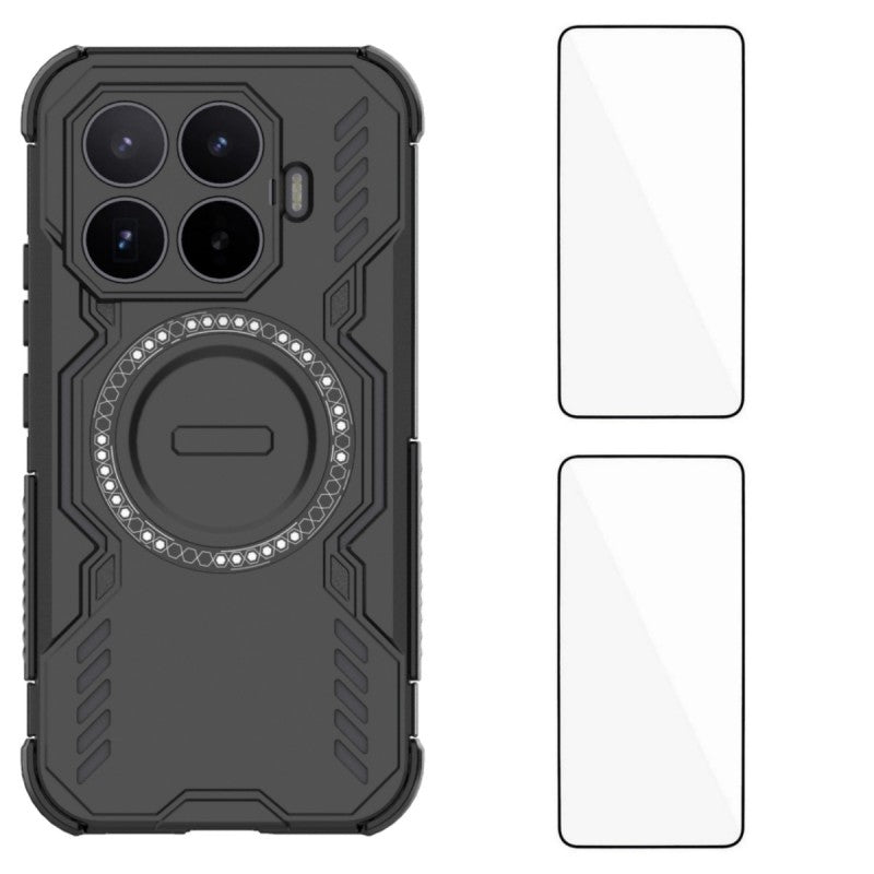 WANLONFENG for Xiaomi 17T Magnetic Case  DJ Series PC TPU Phone Cover with 2Pcs Tempered Glass Film