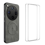 WANLONFENG til Oppo Find X9 Ultra 5G, SD-serien, magnetisk cover med nappatekstur i PC + TPU og 2 skærmfilm