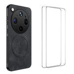 WANLONFENG til Oppo Find X9 Ultra 5G, SD-serien, magnetisk cover med nappatekstur i PC + TPU og 2 skærmfilm