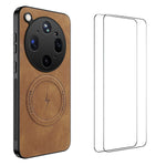 WANLONFENG til Oppo Find X9 Ultra 5G, SD-serien, magnetisk cover med nappatekstur i PC + TPU og 2 skærmfilm
