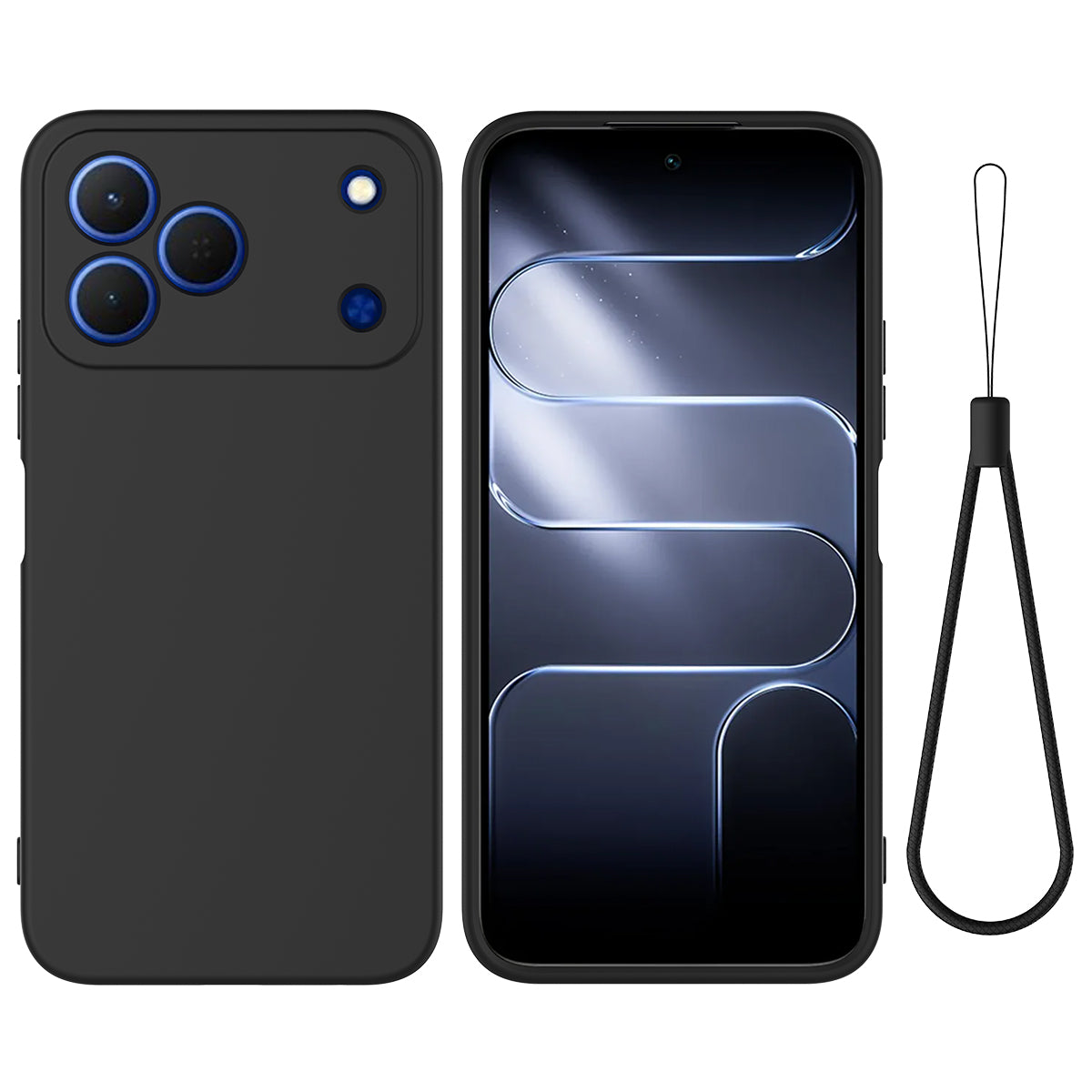 For ZTE Blade V80 Pro 4G / ZTE Blade V80 Vita / ZTE Blade V80 Design 4G Liquid Silicone Case Phone Back Cover with Hand Strap