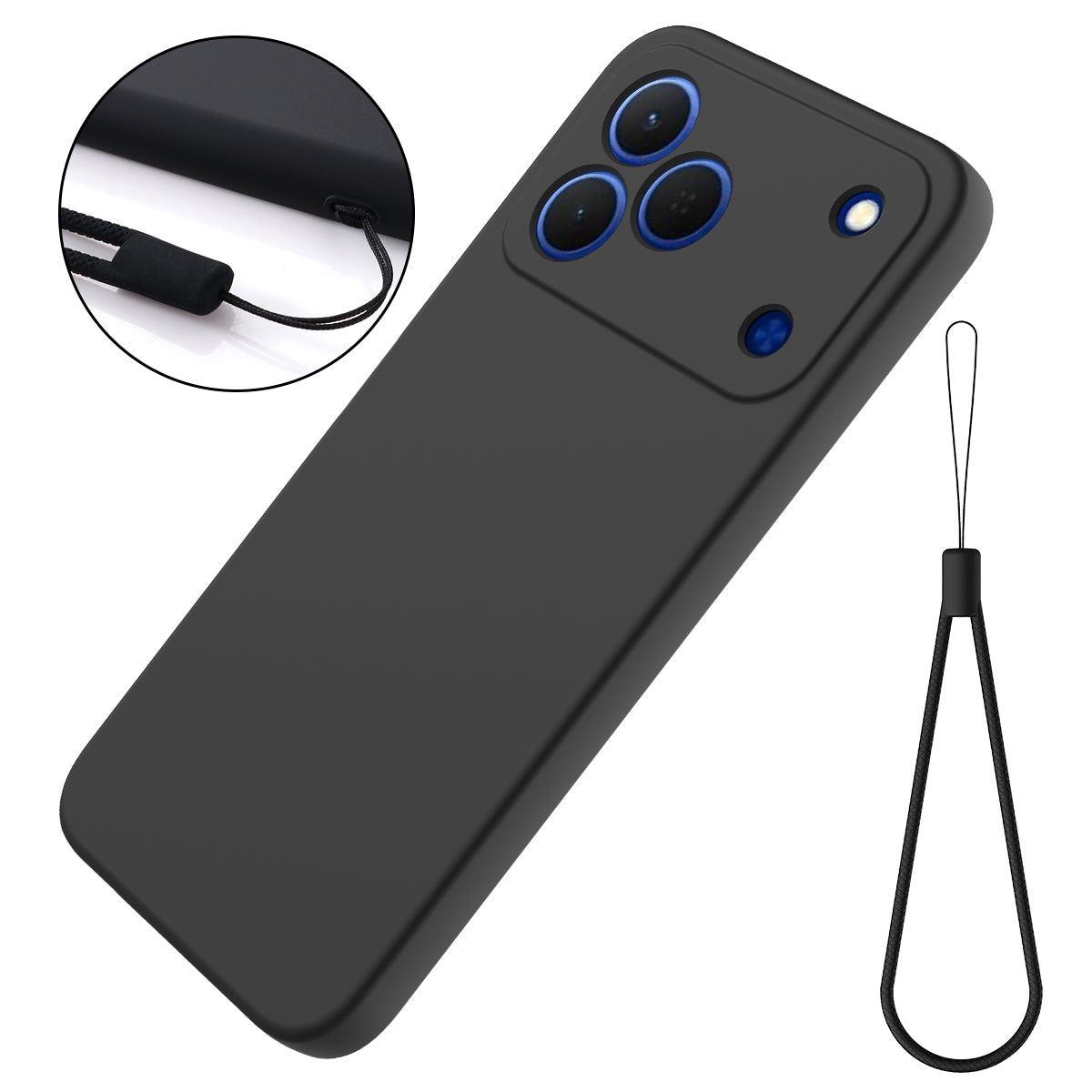 For ZTE Blade V80 Pro 4G / ZTE Blade V80 Vita / ZTE Blade V80 Design 4G Liquid Silicone Case Phone Back Cover with Hand Strap