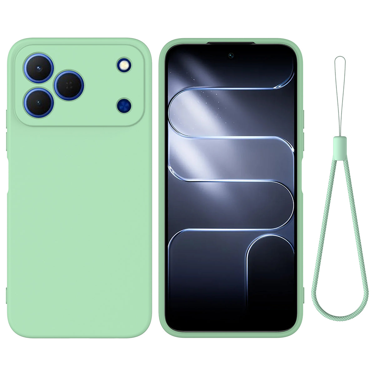 For ZTE Blade V80 Pro 4G / ZTE Blade V80 Vita / ZTE Blade V80 Design 4G Liquid Silicone Case Phone Back Cover with Hand Strap