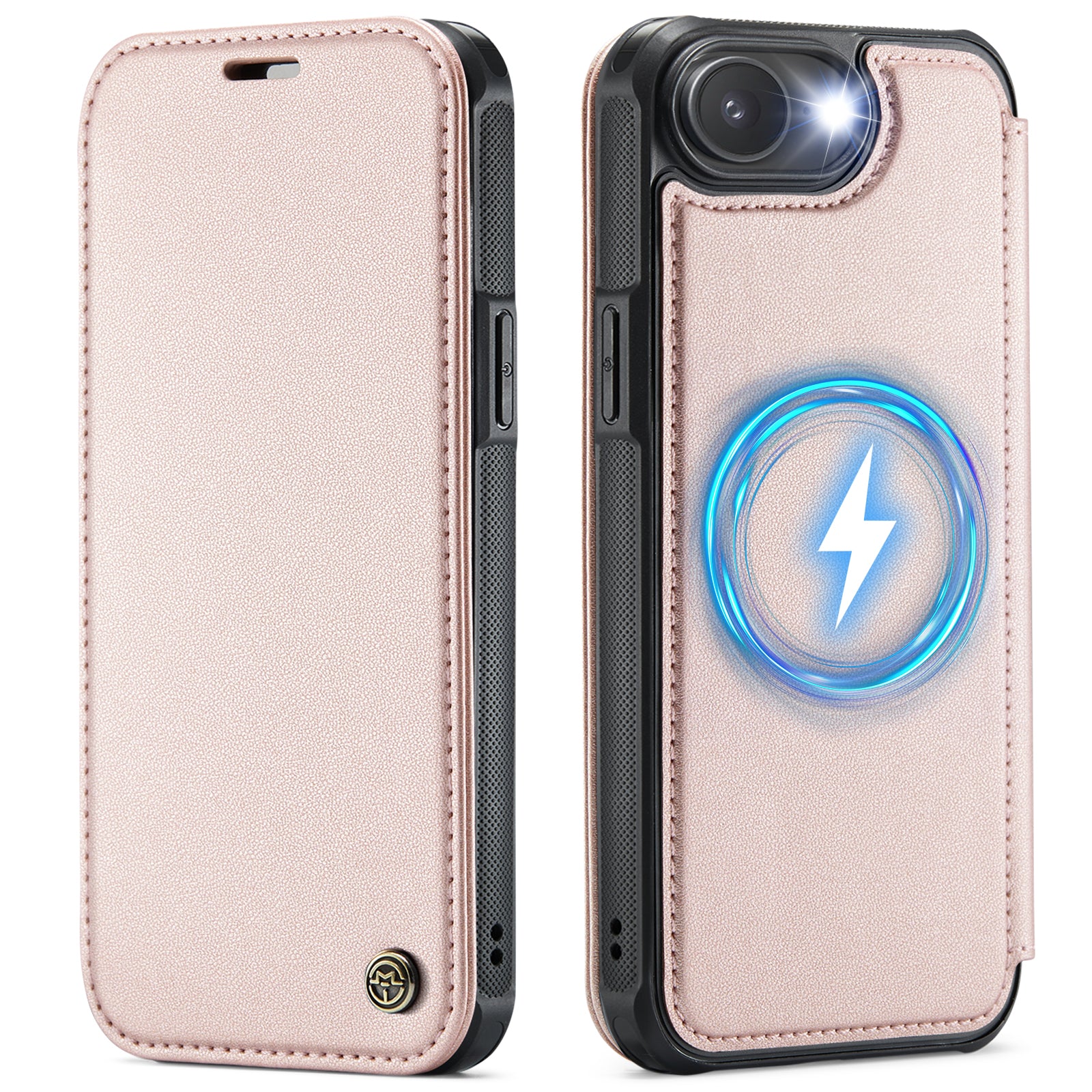 CASEME för iPhone 16e / iPhone 17e-skal 053 Magnetiskt RFID-blockerande plånboksfodral i läder med vikbart lock