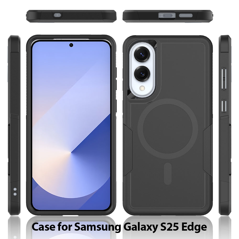 For Samsung Galaxy S25 Edge Magnetic Case Dual Layer PC TPU Shockproof Phone Cover