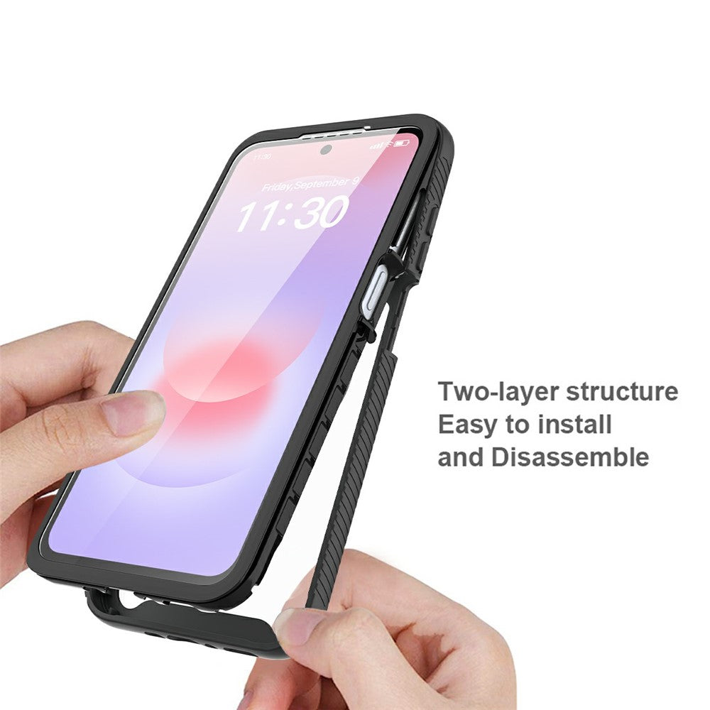 Til Samsung Galaxy A27 5G Klart Cover PC + TPU Telefon Bagcover med PET Skærmfilm