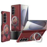 SULADA for Samsung Galaxy Z Fold8 Ultra Magnetic Case 360° Rotating Ring Kickstand Golden Mountain Pattern PC Slim Phone Cover