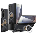 SULADA for Samsung Galaxy Z Fold8 Ultra Magnetic Case 360° Rotating Ring Kickstand Golden Mountain Pattern PC Slim Phone Cover