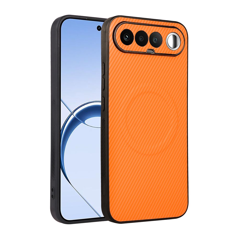 Realme 16 5G-cover med kulfibertekstur, læderbeklædt TPU-PC-mobilcover med metalring til magnetisk bilholder