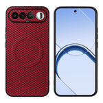 Realme 16 5G-cover med kulfibertekstur, læderbeklædt TPU-PC-mobilcover med metalring til magnetisk bilholder