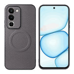 For Realme C100 4G Case Carbon Fiber Texture Leather Coated TPU PC Phone Cover with Metal Ring for Magnetic Car Mount
