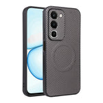 For Realme C100 4G Case Carbon Fiber Texture Leather Coated TPU PC Phone Cover with Metal Ring for Magnetic Car Mount