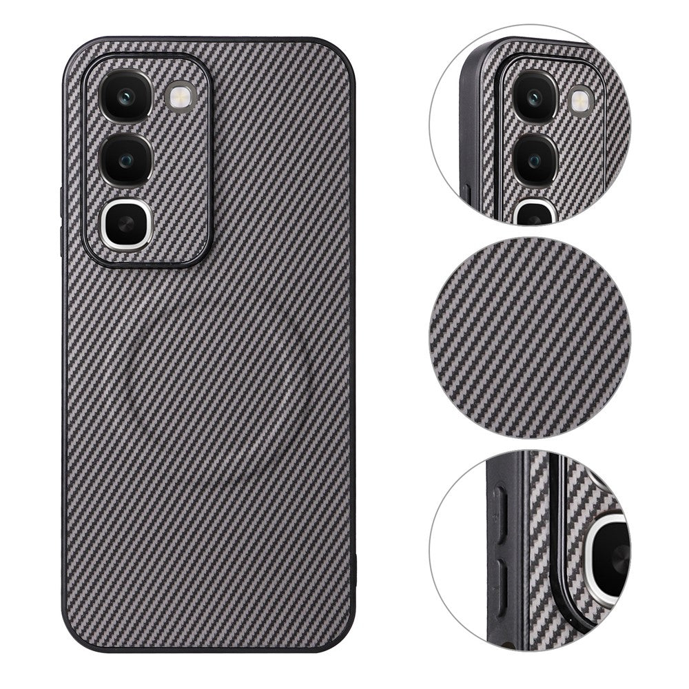 For Realme C100 4G Case Carbon Fiber Texture Leather Coated TPU PC Phone Cover with Metal Ring for Magnetic Car Mount