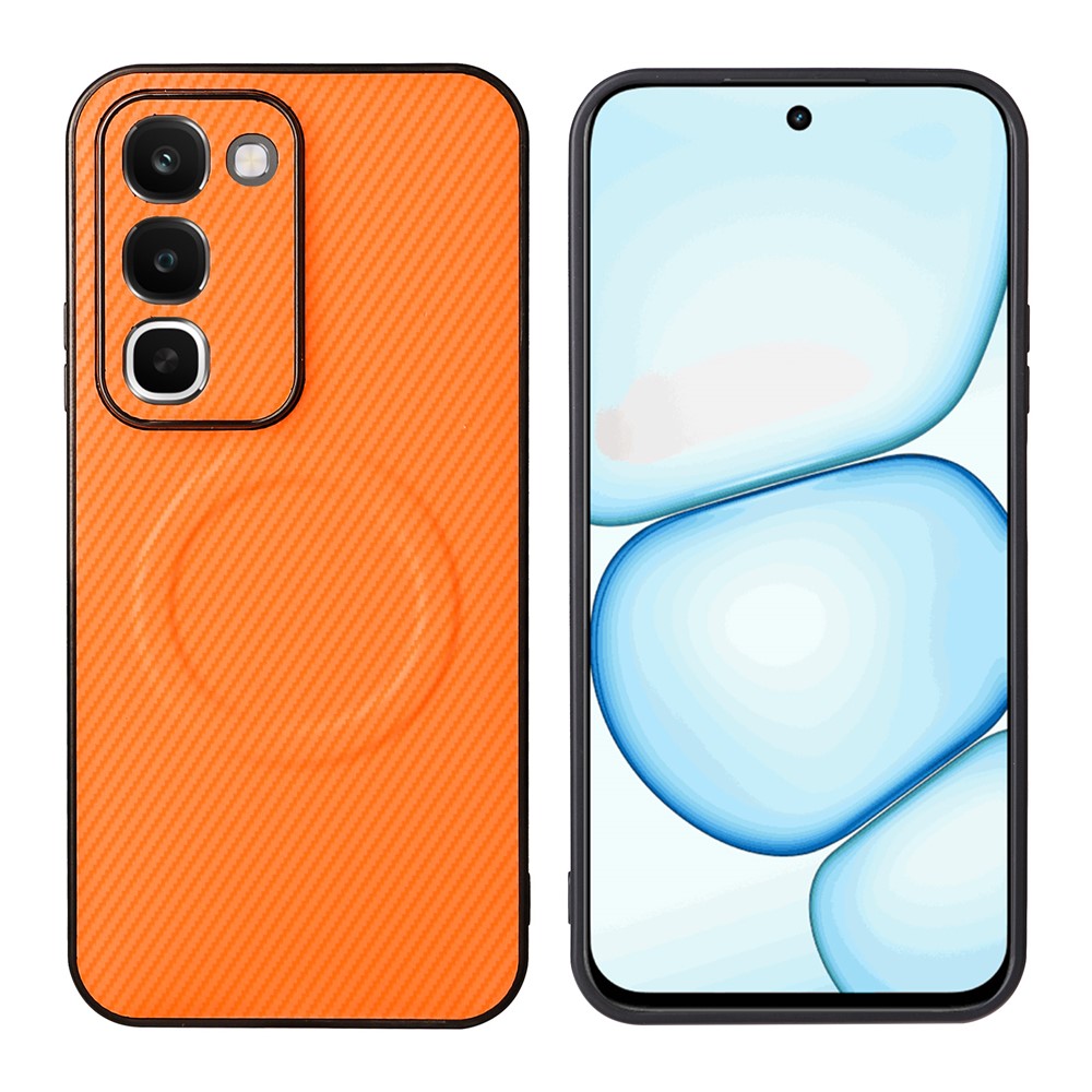 For Realme C100 4G Case Carbon Fiber Texture Leather Coated TPU PC Phone Cover with Metal Ring for Magnetic Car Mount