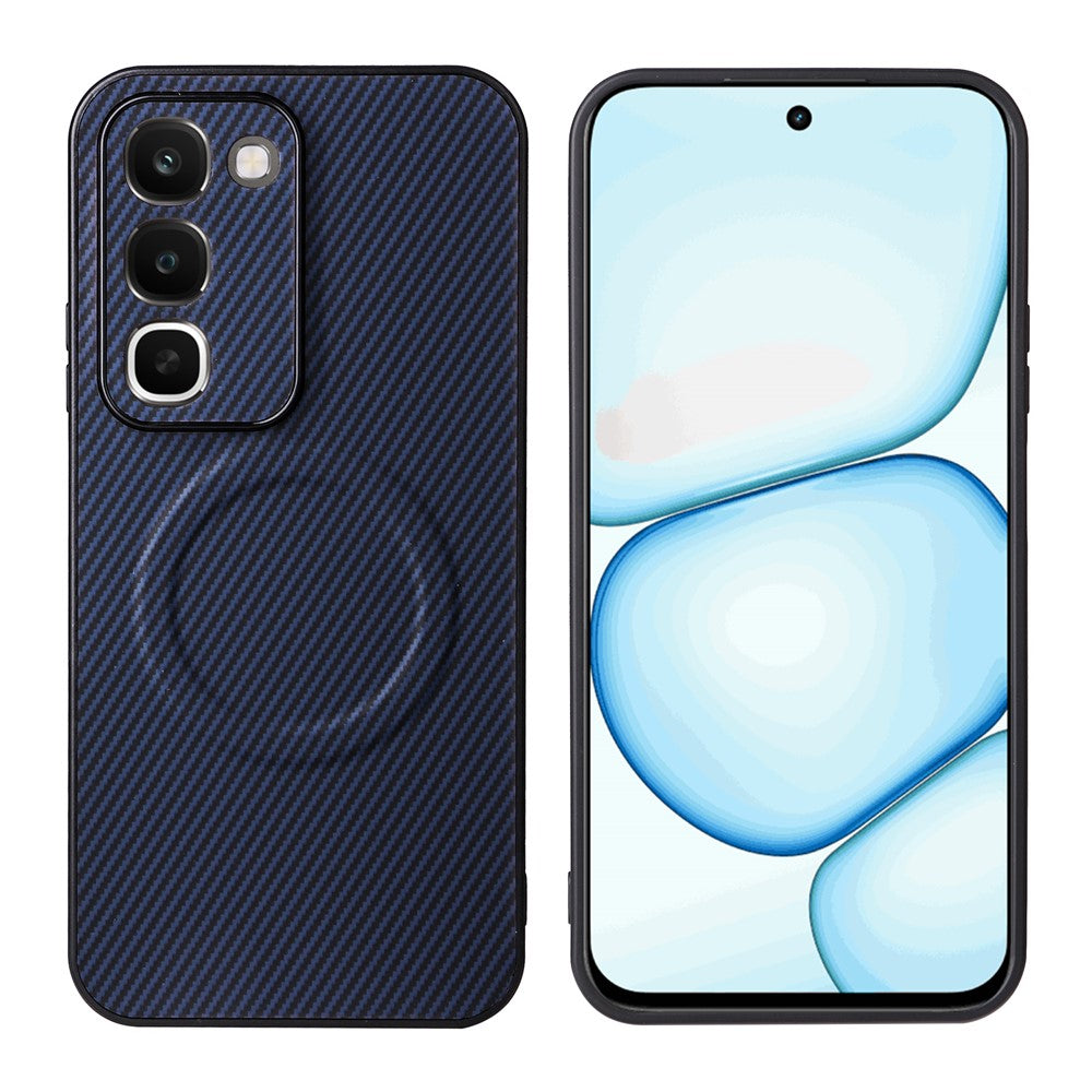 For Realme C100 4G Case Carbon Fiber Texture Leather Coated TPU PC Phone Cover with Metal Ring for Magnetic Car Mount