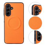 For Samsung Galaxy A16 4G / A16 5G Case Carbon Fiber Texture Leather Coated TPU PC Phone Cover with Metal Ring for Magnetic Car Mount