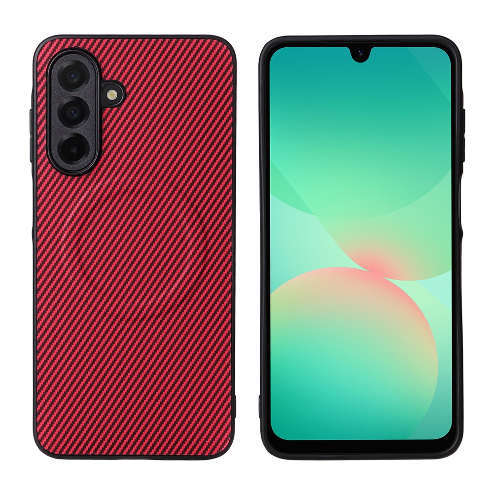 For Samsung Galaxy A16 4G / A16 5G Case Carbon Fiber Texture Leather Coated TPU PC Phone Cover with Metal Ring for Magnetic Car Mount