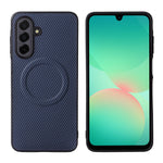 For Samsung Galaxy A16 4G / A16 5G Case Carbon Fiber Texture Leather Coated TPU PC Phone Cover with Metal Ring for Magnetic Car Mount