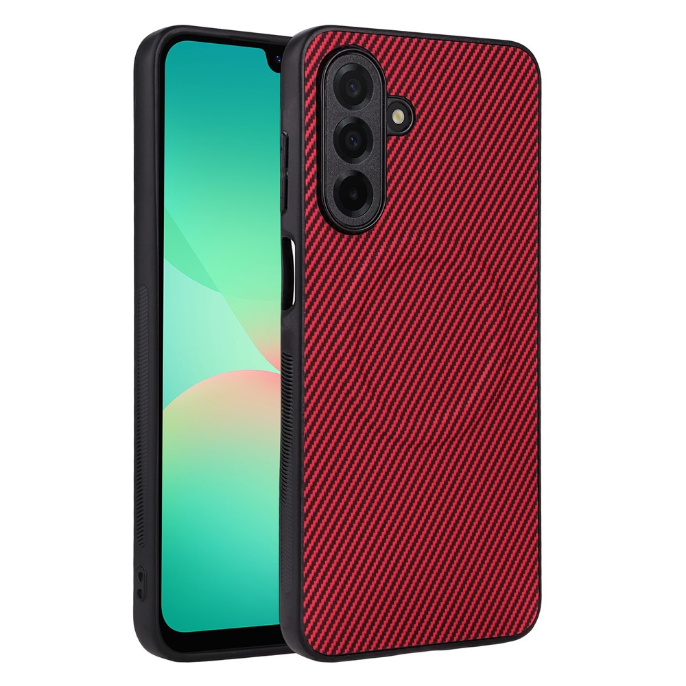 Til Samsung Galaxy A26 5G Cover Karbonfibertekstur Læderbelagt TPU PC Telefoncover med metalring til magnetisk bilholder