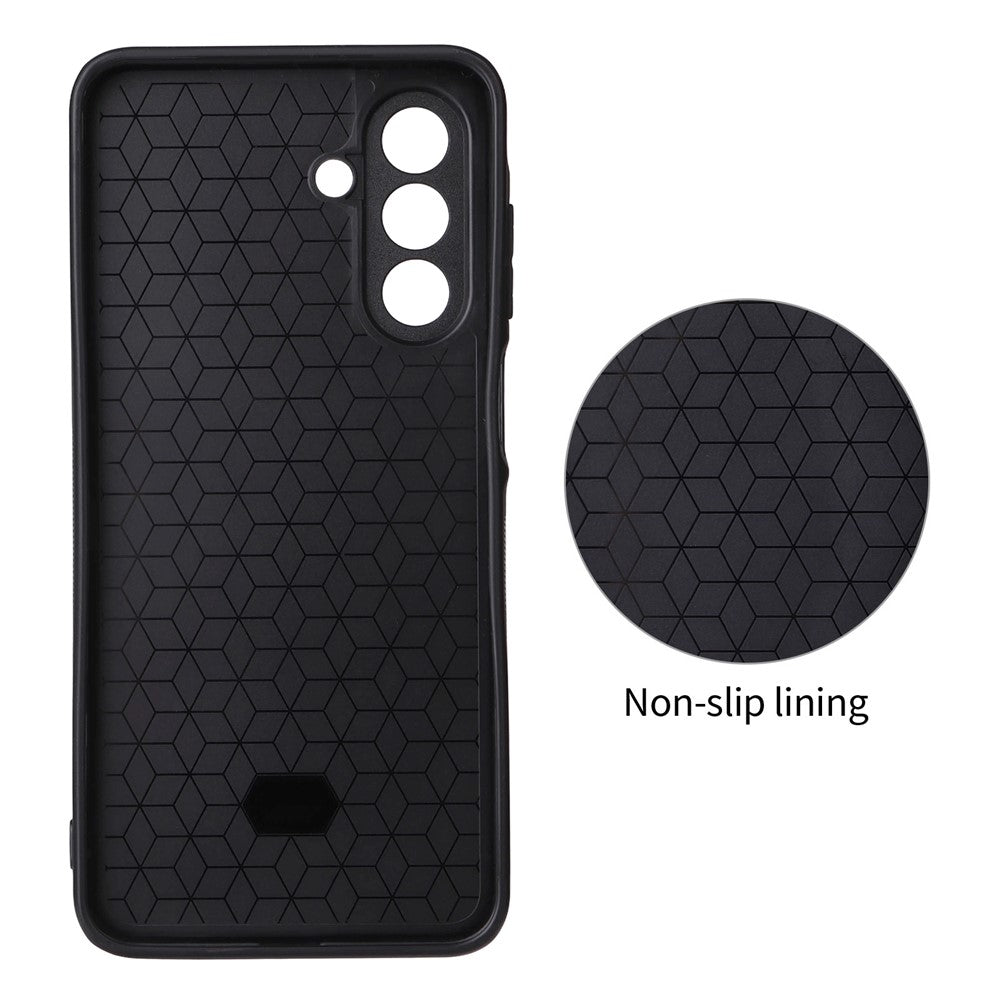 Til Samsung Galaxy A26 5G Cover Karbonfibertekstur Læderbelagt TPU PC Telefoncover med metalring til magnetisk bilholder