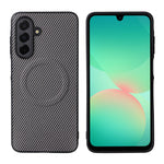 Til Samsung Galaxy A26 5G Cover Karbonfibertekstur Læderbelagt TPU PC Telefoncover med metalring til magnetisk bilholder