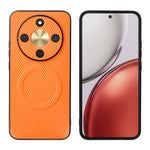 Honor X70 5G / X9d 5G / Magic8 Lite 5G-etui med kulfibertekstur, læderbelægning, TPU-PC-mobilcover med metalring til magnetisk bilholder
