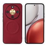 Honor X70 5G / X9d 5G / Magic8 Lite 5G-etui med kulfibertekstur, læderbelægning, TPU-PC-mobilcover med metalring til magnetisk bilholder